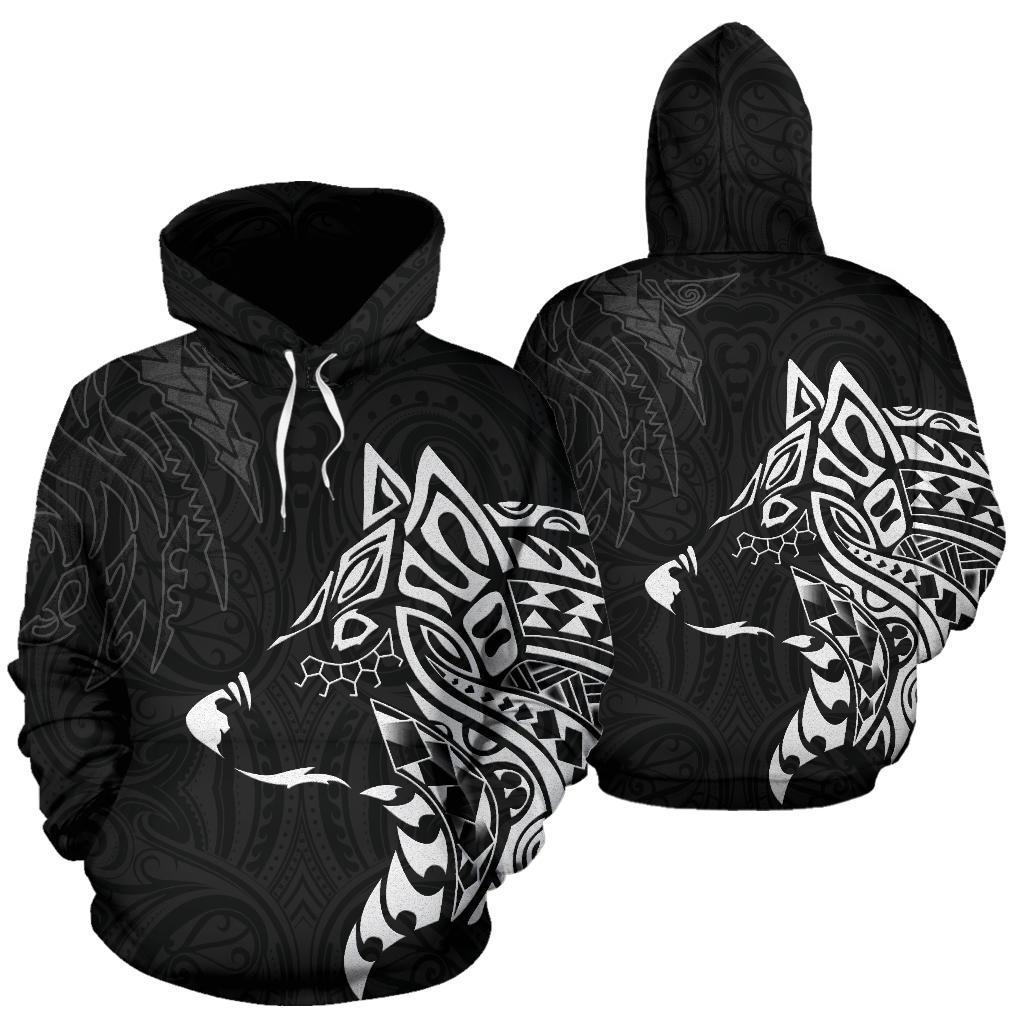 New Zealand Maori Tattoo Hoodie, Wolf Tattoo Pullover Hoodie 02 - Polynesian Pride