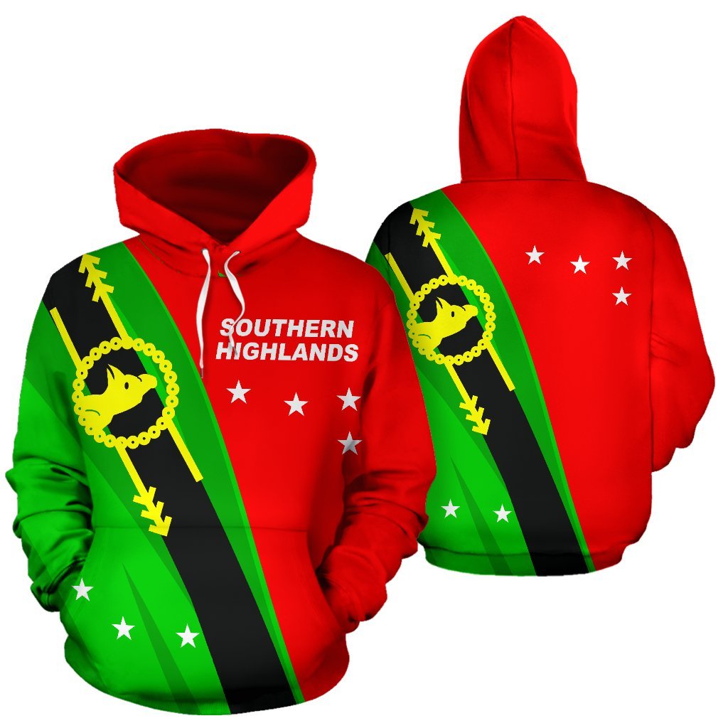 Southern Highlands Papua New Guinea Hoodie Unisex Red mix Black and Green - Polynesian Pride