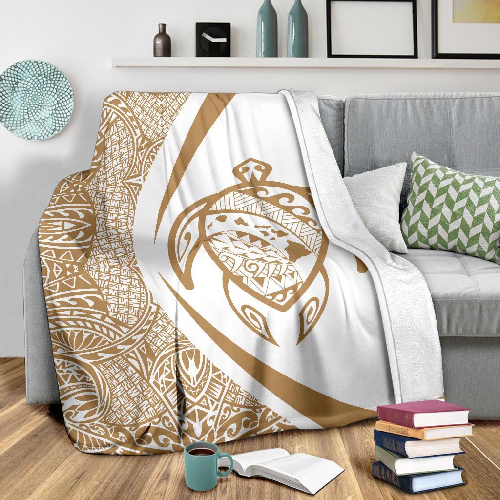 Hawaii Turtle Map Polynesian Premium Blanket - Circle Style - Polynesian Pride