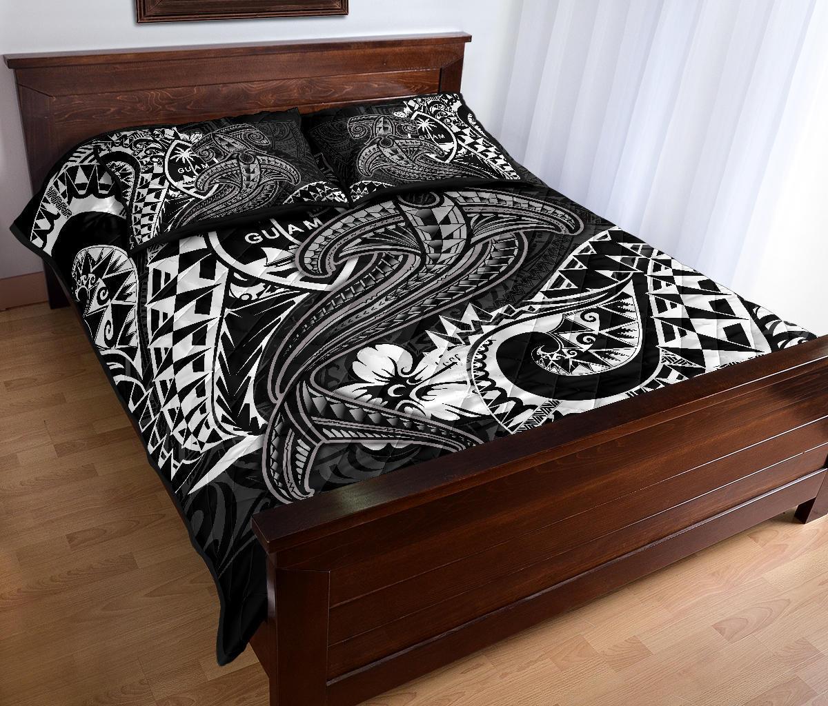 Guam Polynesian Quilt Bed Set - White Shark Polynesian Tattoo - Polynesian Pride