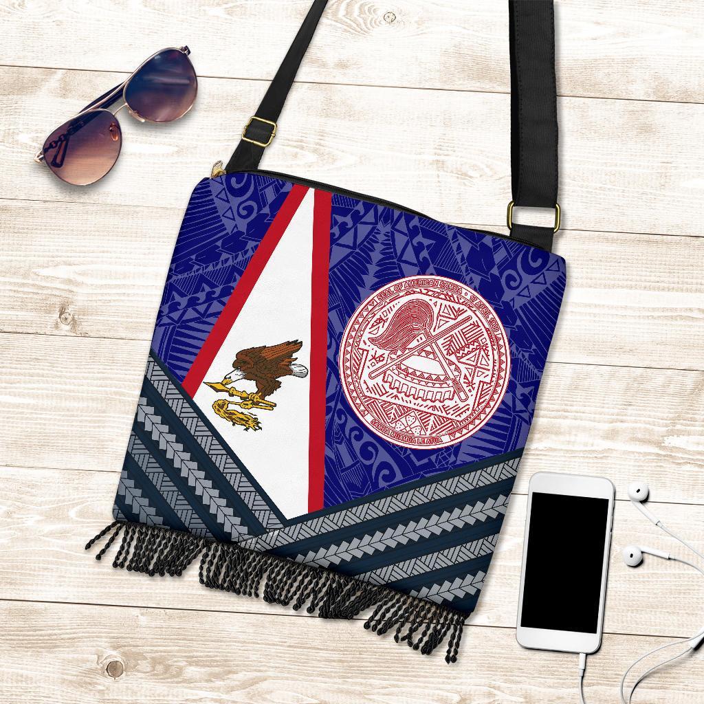 American Samoa Polynesian Boho Handbag - American Samoa Flag And One Style One Size Blue - Polynesian Pride