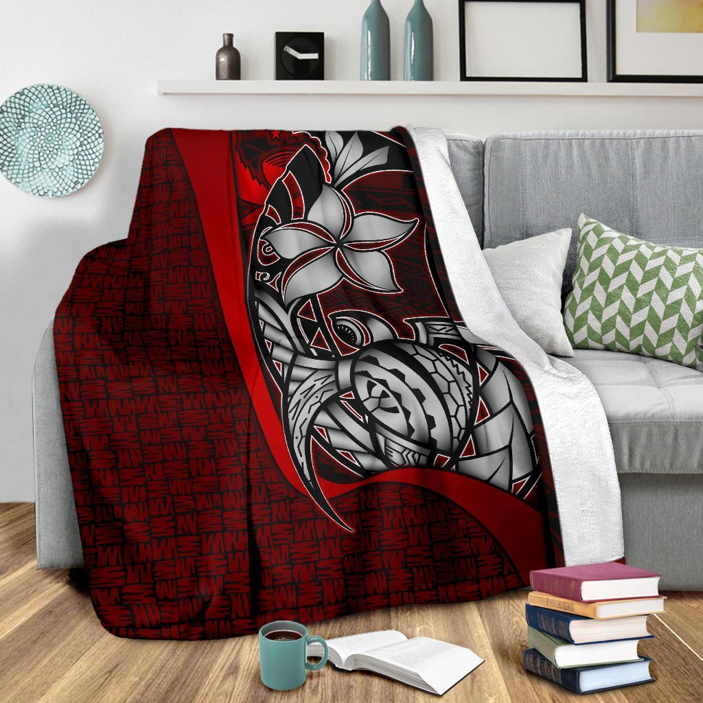 Pohnpei Micronesia Premium Blanket Red - Turtle With Hook - Polynesian Pride