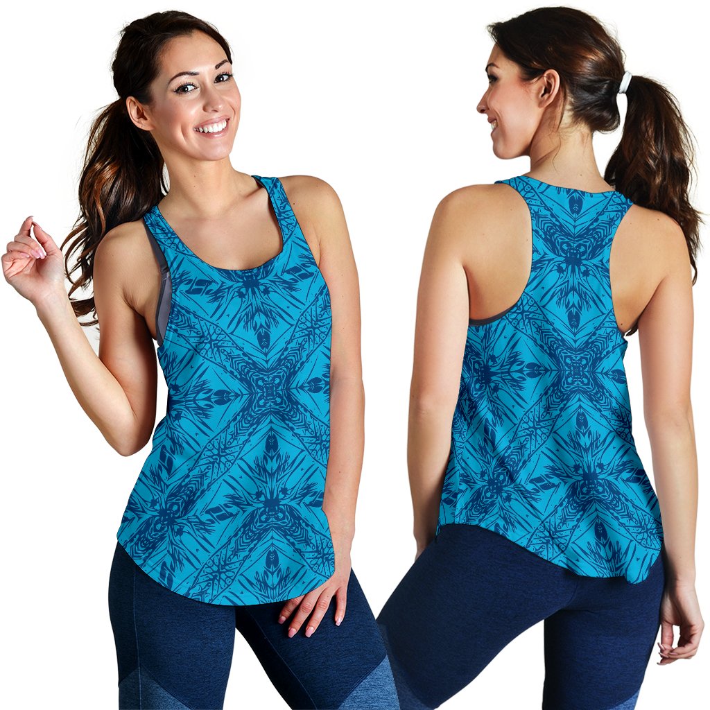 Polynesian Women's Racerback Tank Blue White - Polynesian Pride