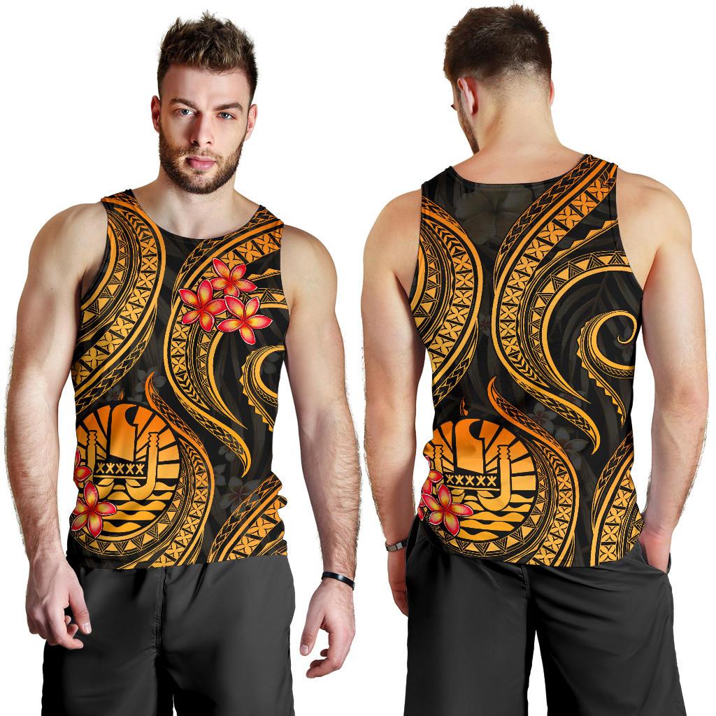 Tahiti Polynesian Men Tank Top - Gold Plumeria GOLD - Polynesian Pride