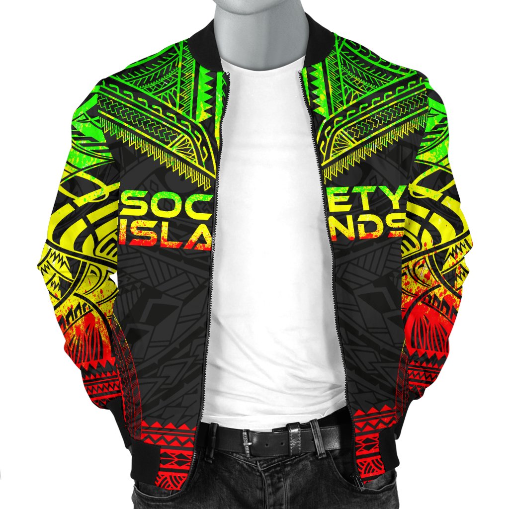 Society Islands Polynesian Chief Men's Bomber Jacket - Reggae Version - Polynesian Pride