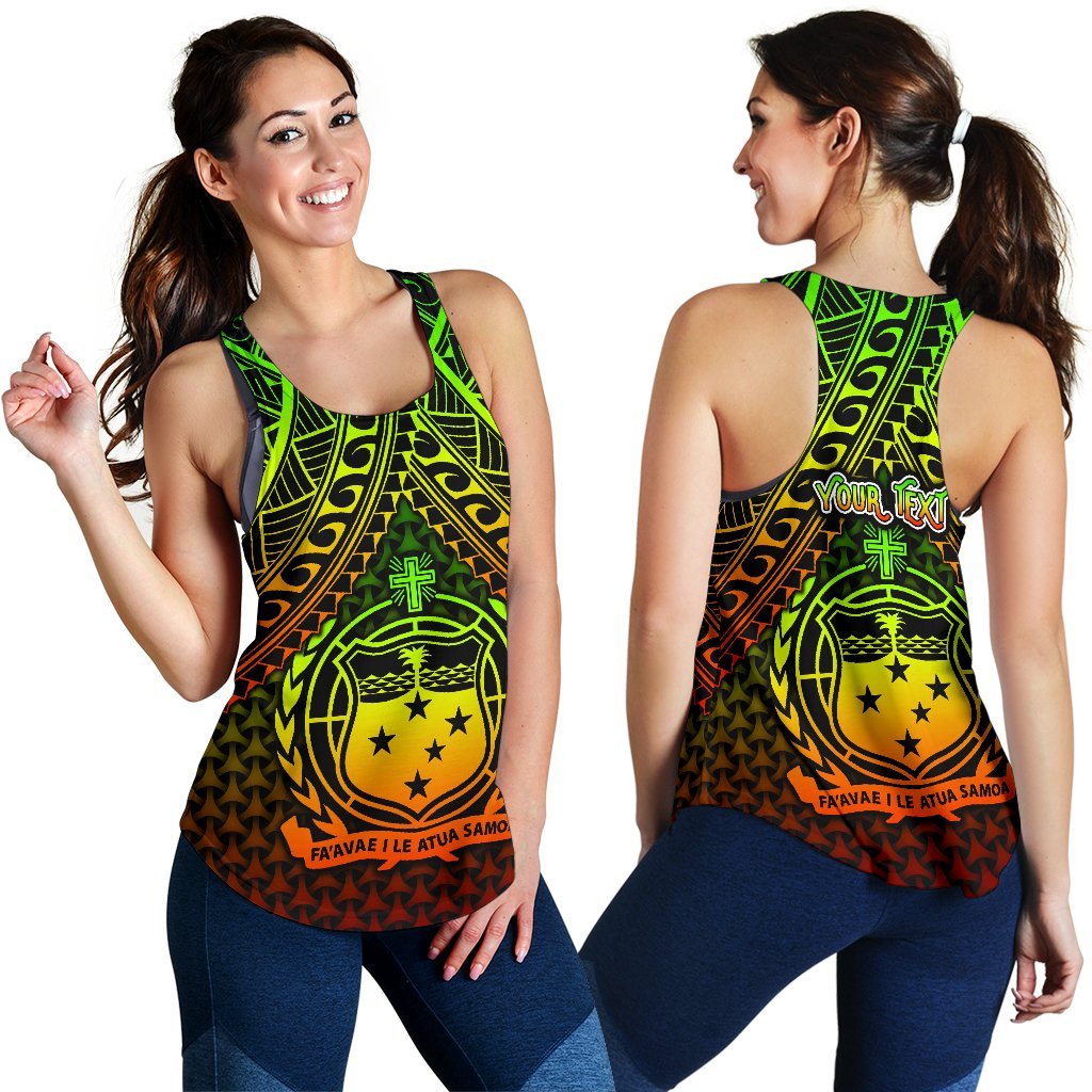 Polynesian Samoa Personalised Women's Racerback Tank - Reggae Vintage Polynesian Patterns - Polynesian Pride
