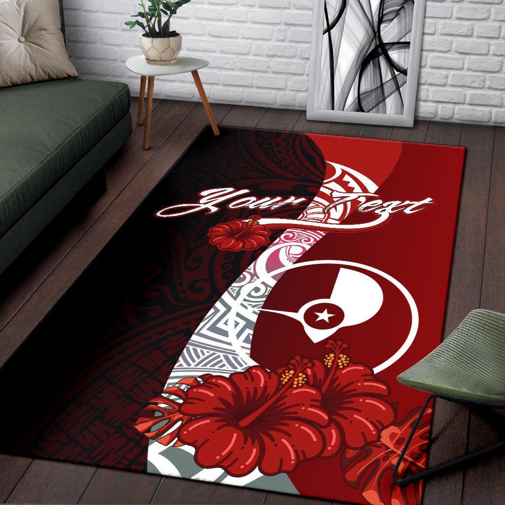 Yap Micronesia Custom Personalised Area Rug - Coat Of Arm With Hibiscus - Polynesian Pride