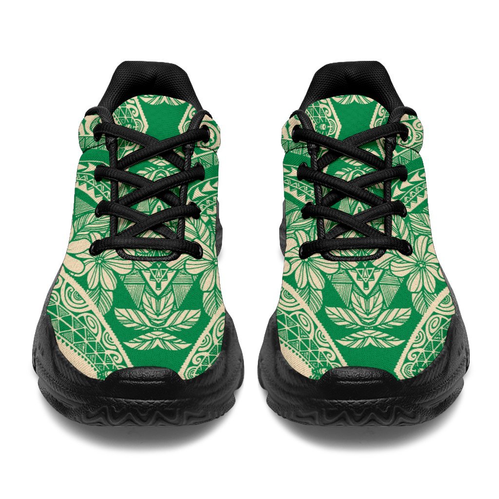 Polynesian Plumeria Mix Green Chunky Sneakers - Polynesian Pride