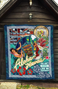 Hawaii Premium Blanket - Hawaii Seal Tiki Face Dancing Girl Aloha Hawaii - Polynesian Pride