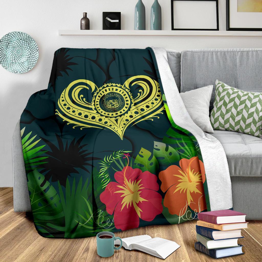 Polynesian Hawaii Premium Blanket - Heart with - Polynesian Pride