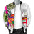 Fiji Polynesian Men's Bomber Jacket - Hibiscus White Pattern - Polynesian Pride