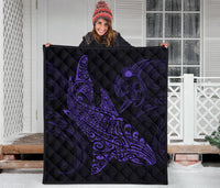 Polynesian Quilt - Polynesian Purple Shark Warrior Tattoo - Polynesian Pride