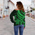 Vanuatu Women's Off Shoulder Sweater - Green Tentacle Turtle - Polynesian Pride