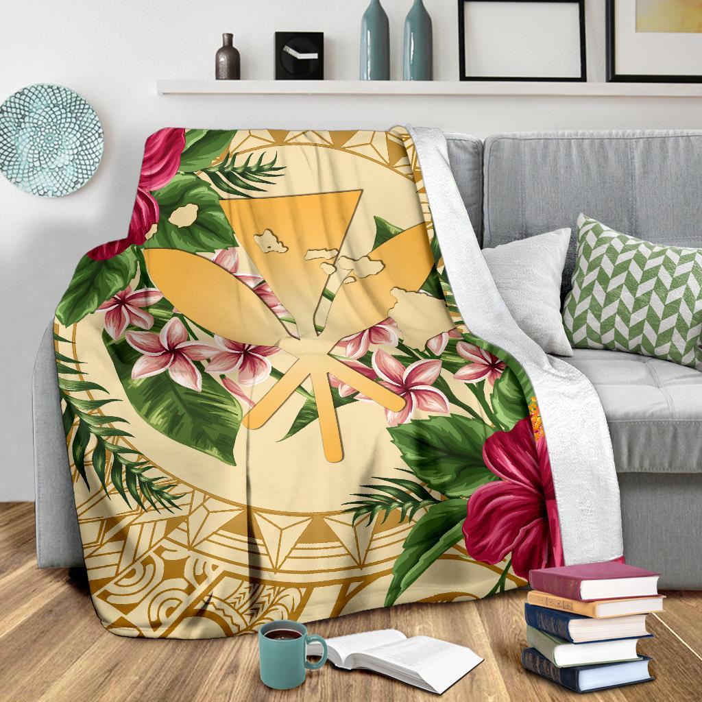 Hawaii Premium Blanket - Kanaka Maoli Premium Blanket Strong Pattern Hibiscus Plumeria AH - Polynesian Pride