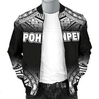 Pohnpei Men's Bomber Jacket - Black Fog Style - Polynesian Pride