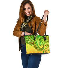 New Zealand Maori Mangopare Small Leather Tote Polynesian - Rasta - Polynesian Pride
