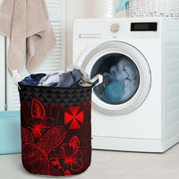 Wallis And Futuna Laundry Basket - Polynesian Turtle Hibiscus Red - Polynesian Pride