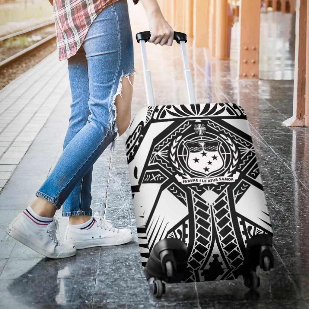 Samoa Polynesian Luggage Covers - Samoa White Seal with Polynesian Tattoo - Polynesian Pride
