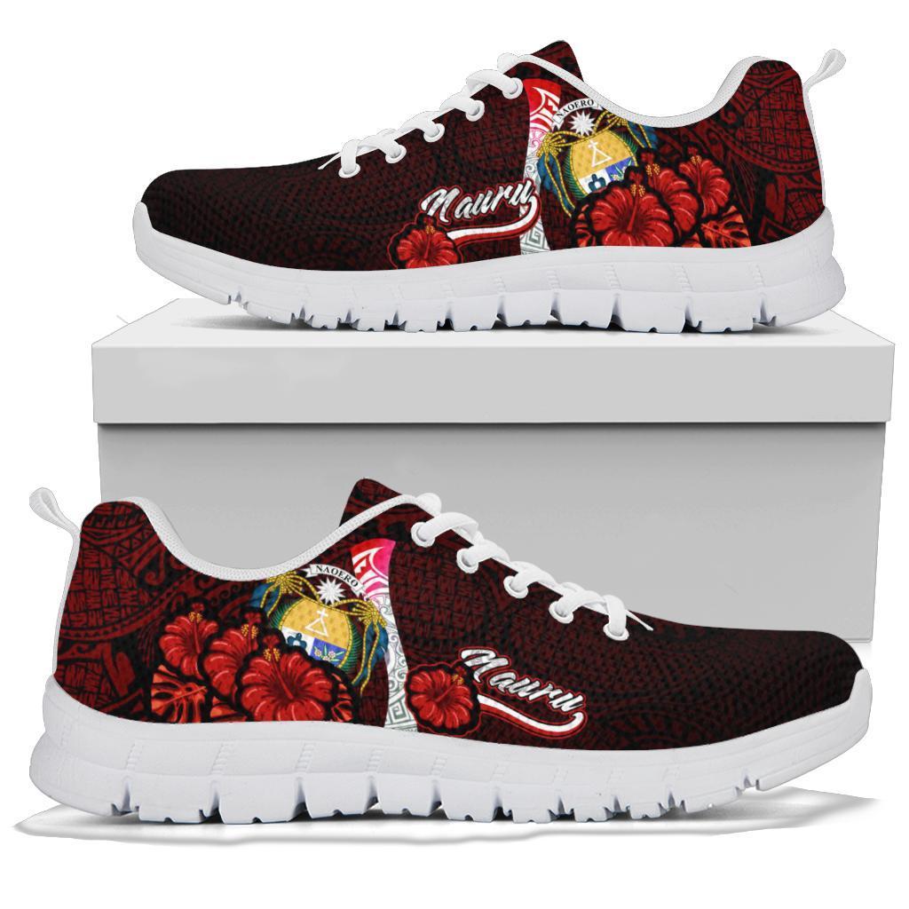 Nauru Polynesian Sneakers - Coat Of Arm With Hibiscus - Polynesian Pride