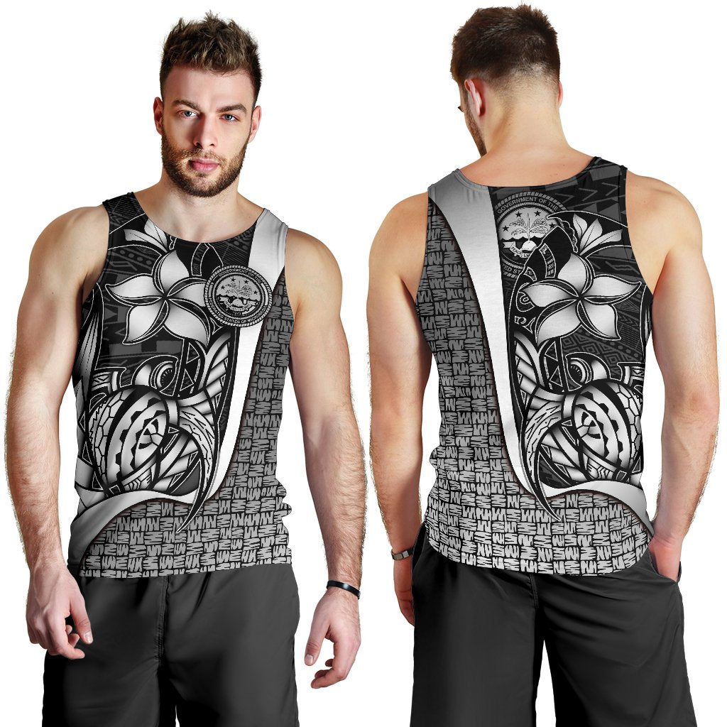 Federated States of Micronesia Men's Tank Top White - Turtle With Hook White - Polynesian Pride