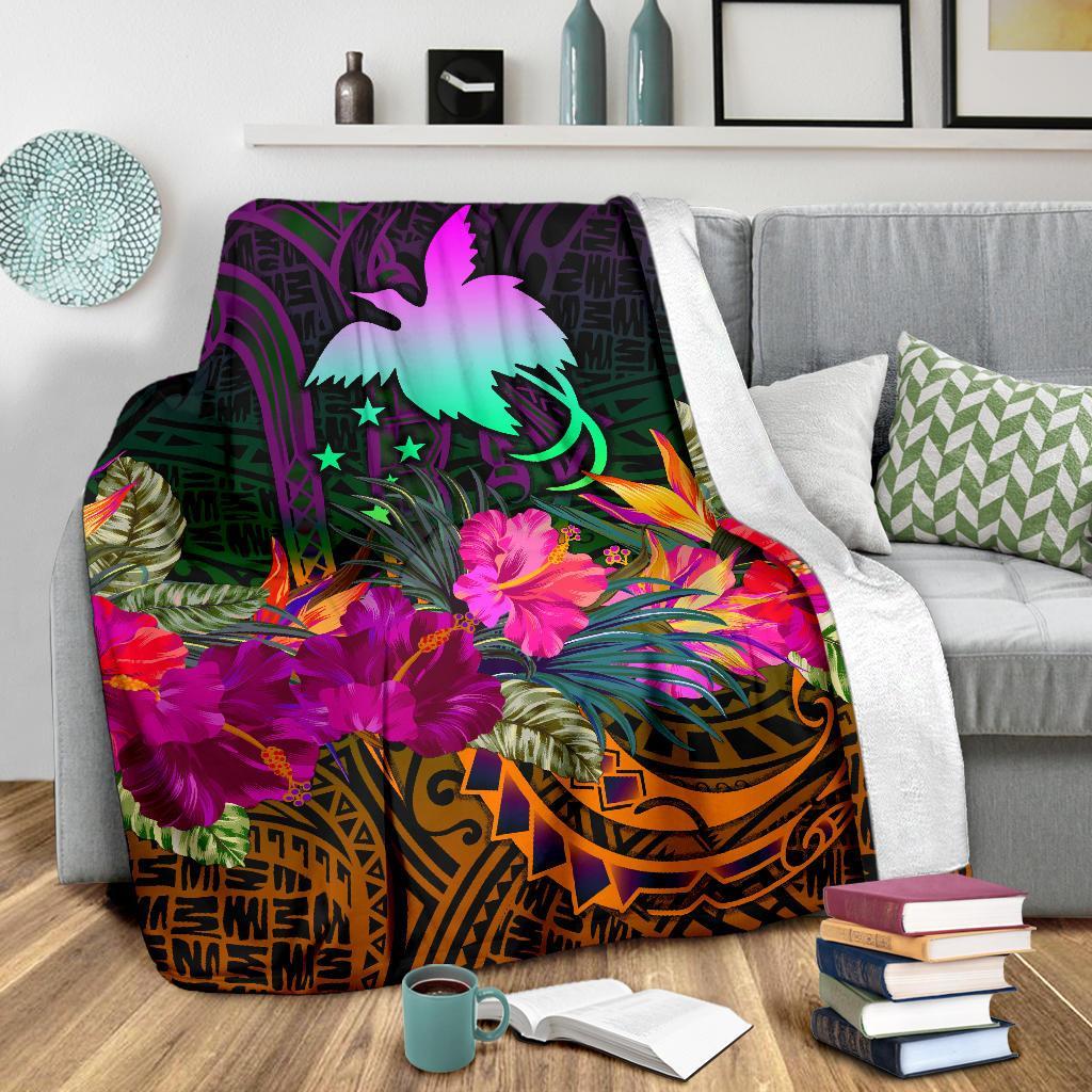 Papua New Guinea Premium Blanket - Summer Hibiscus - Polynesian Pride
