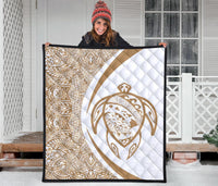 Hawaii Turtle Map Polynesian Premium Quilt - Circle Style - Polynesian Pride