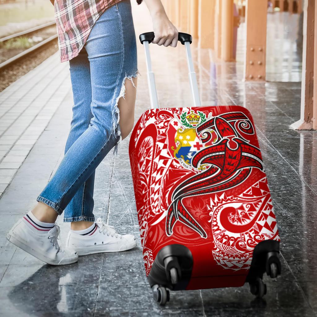 Tonga Luggage Cover - Red Shark Polynesian Tattoo - Polynesian Pride