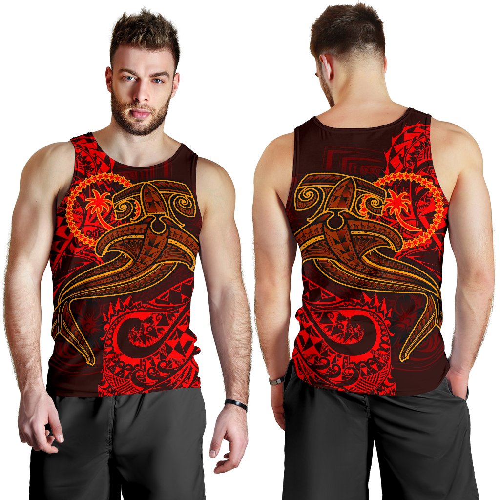 Chuuk Men's Tank Top - Red Shark Polynesian Tattoo Red - Polynesian Pride