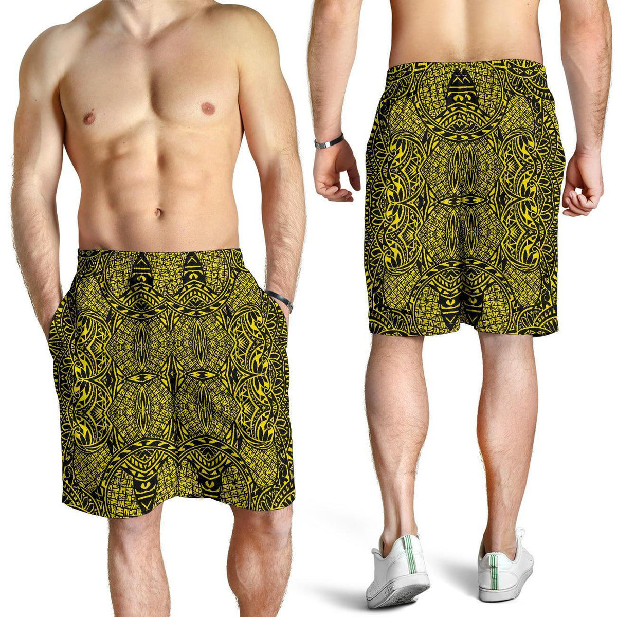 Polynesian Lauhala Mix Yellow Men's Short - Polynesian Pride