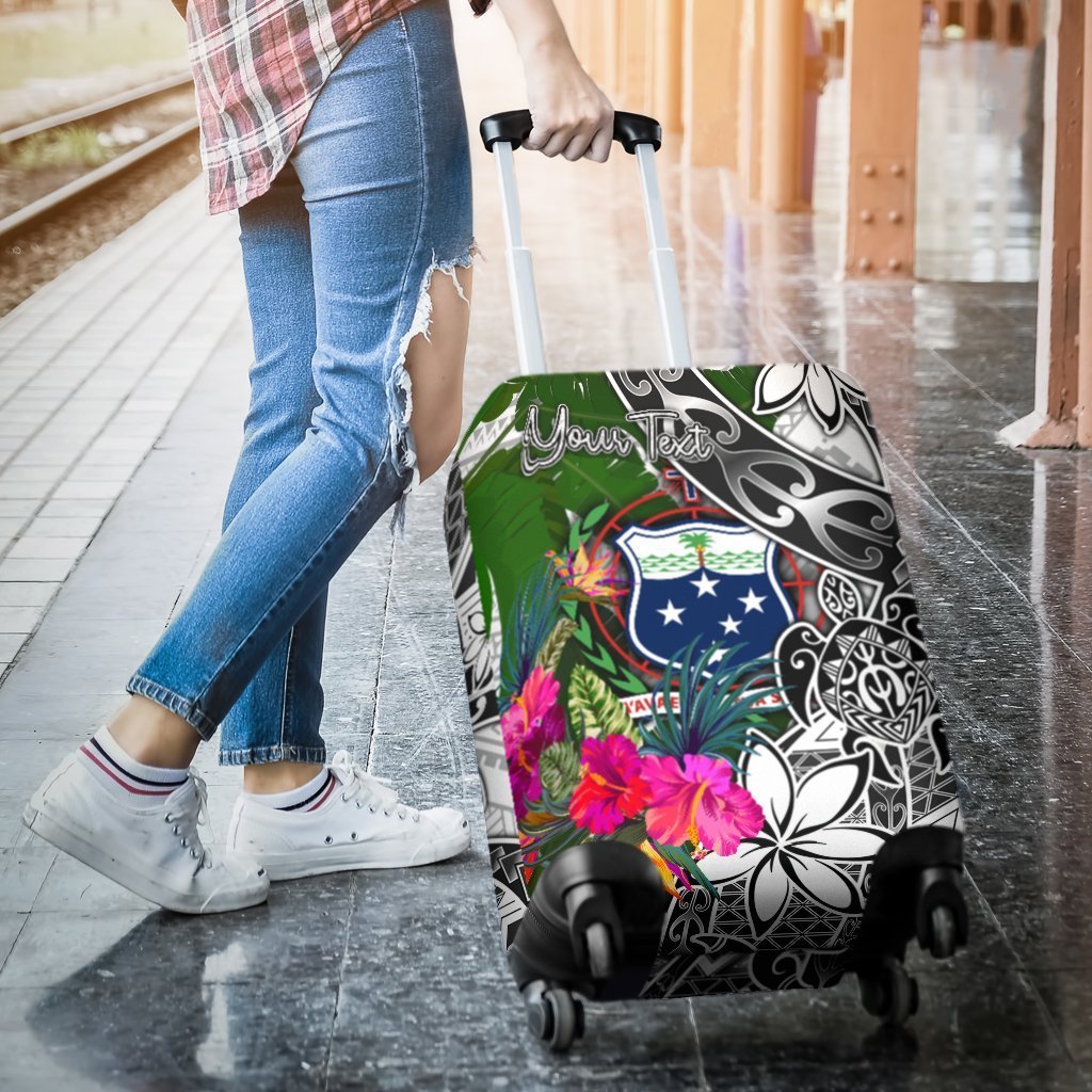 Samoa Custom Personalised Luggage Covers White - Turtle Plumeria Banana Leaf - Polynesian Pride