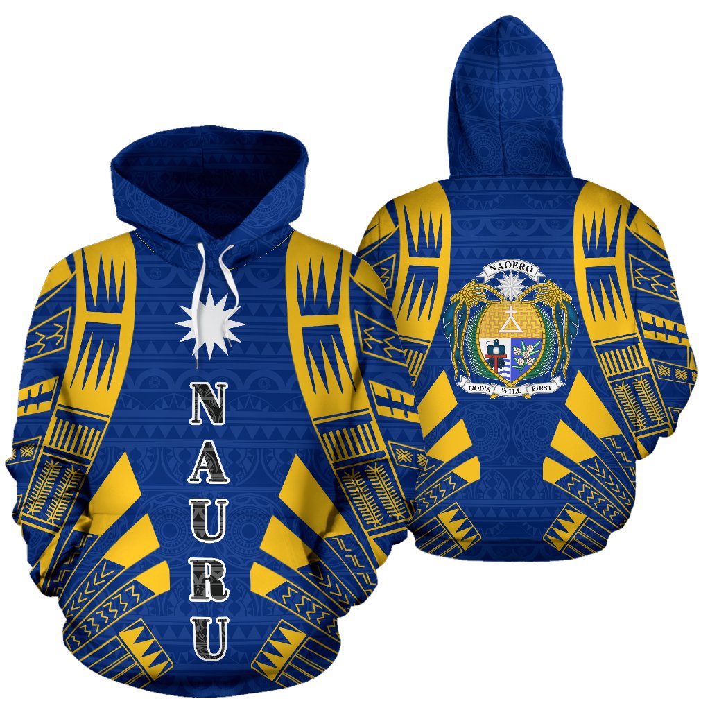 Nauru All Over Hoodie Polynesian Tattoo Style Unisex White - Polynesian Pride