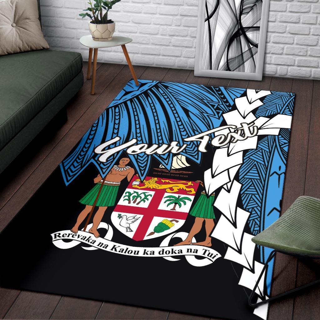 Fiji Polynesian Custom Personalised Area Rug - Tribal Wave Tattoo Flag Style - Polynesian Pride