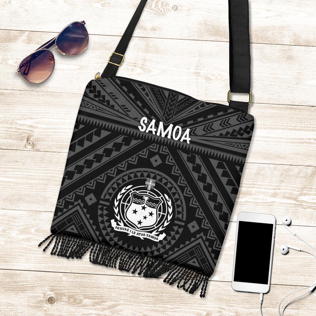 Samoa Crossbody Boho Handbag - Samoa Seal In Polynesian Tattoo Style One Style One Size Black - Polynesian Pride