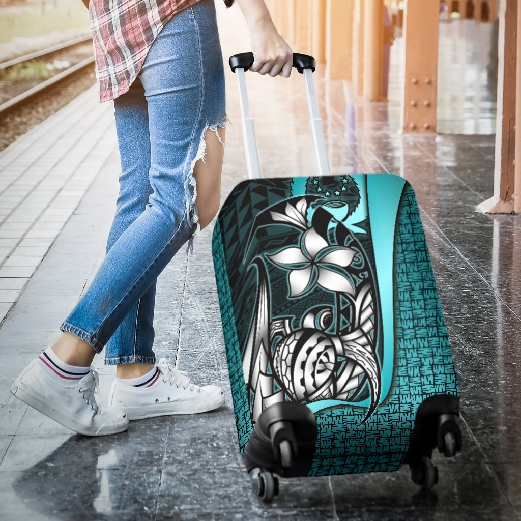 Pohnpei Micronesian Luggage Covers Turquoise - Turtle With Hook - Polynesian Pride