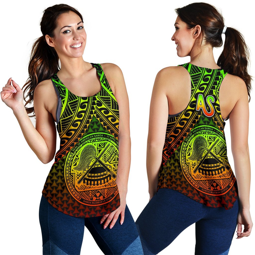 Polynesian American Samoa Women's Racerback Tank - Reggae Vintage Polynesian Patterns - Polynesian Pride