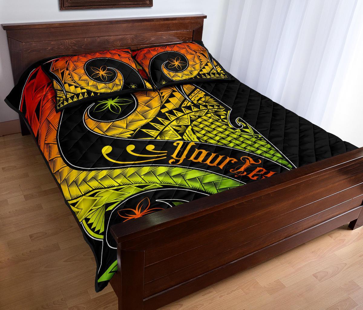 Papua New Guinea Personalised Quilt Bed Set - PNG Bird And Polynesian Decorative Pattern - Polynesian Pride