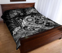 Hawaii Turtle Map Hibiscus Polynesian White Quilt Bed Set - Polynesian Pride