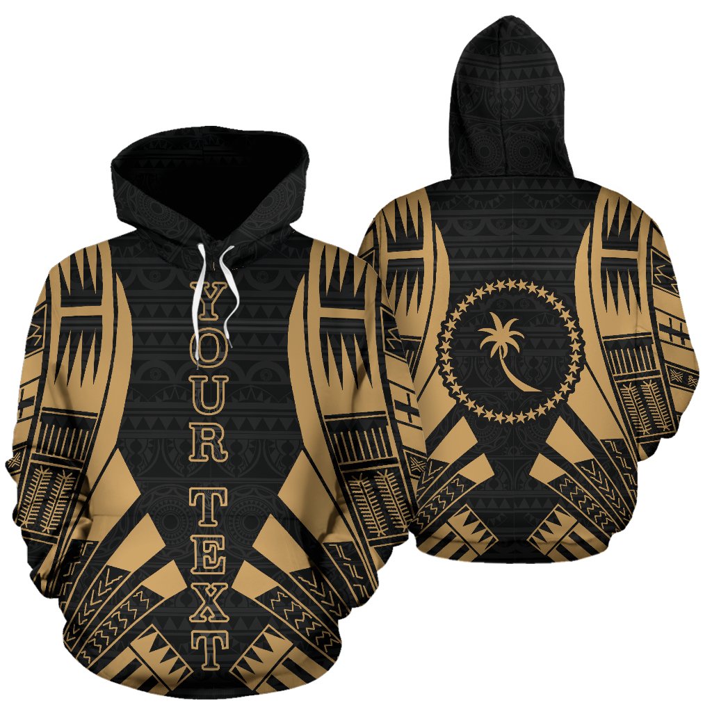 Chuuk States All Over Custom Hoodie Gold Tattoo Style Unisex Black - Polynesian Pride