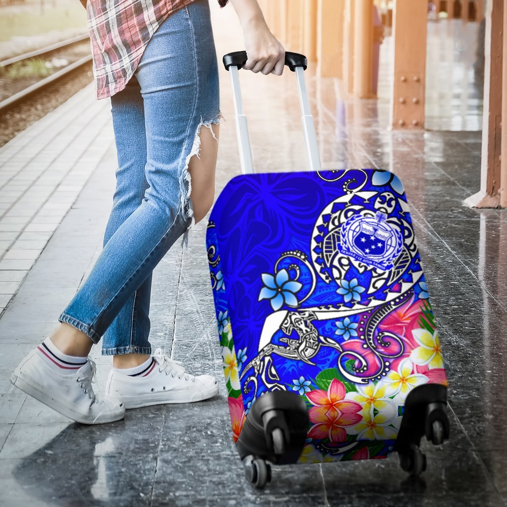 Samoa Luggage Covers - Turtle Plumeria (Blue) Blue - Polynesian Pride