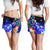 Tahiti Women's Shorts - Humpback Whale with Tropical Flowers (Blue) - Polynesian Pride