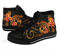 Tonga Polynesian High Top Shoes - Gold Plumeria - Polynesian Pride