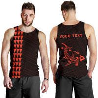 Hawaii Kakau Polynesian Hammerhead Shark Personalized Men's Tank Top - Orange Orange - Polynesian Pride