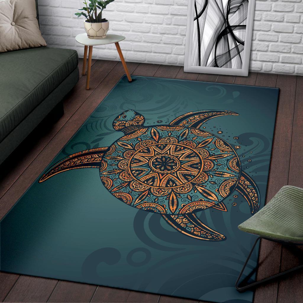 Turtle Flower Pattern Culture Area Rug AH - Polynesian Pride