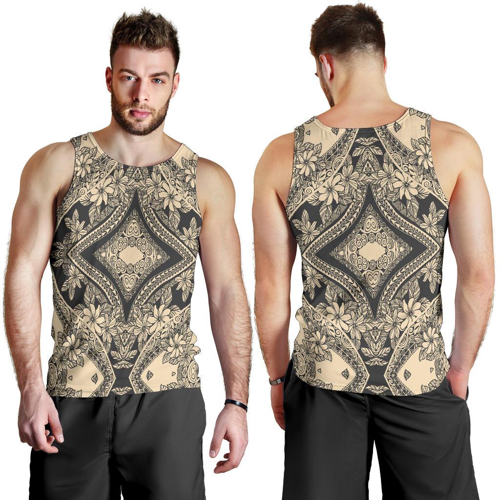 Polynesian Plumeria Mix Gray Hawaii Men's Tank Top - Polynesian Pride