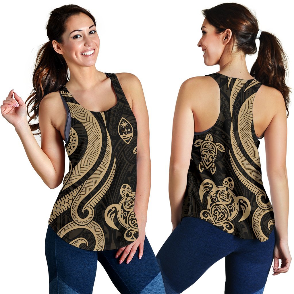 Guam Polynesian Women Racerback Tank - Gold Tentacle Turtle Gold - Polynesian Pride