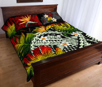 Kanaka Maoli (Hawaiian) Quilt Bed Set, Polynesian Pineapple Banana Leaves Turtle Tattoo Reggae - Polynesian Pride