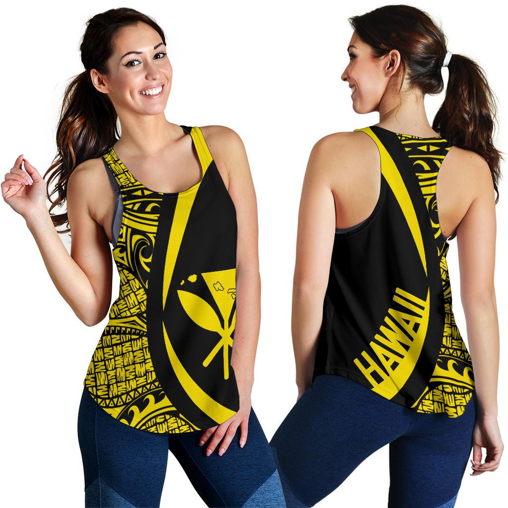 Kanaka Hawaii Map Yellow Polynesian Women's Racerback Tank Yellow - Polynesian Pride