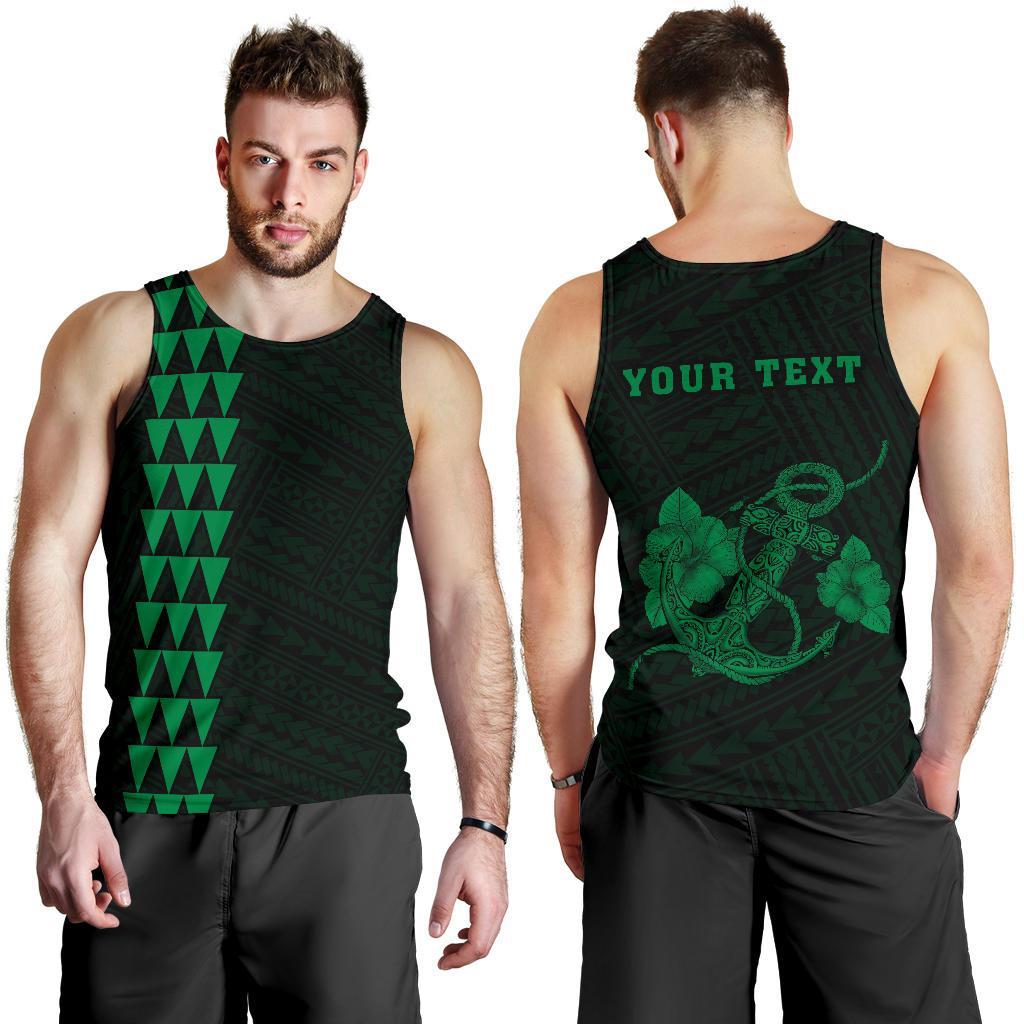 Hawaii Kakau Polynesian Anchor Personalized Men's Tank Top - Green Green - Polynesian Pride