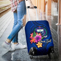 Samoa Polynesian Custom Personalised Luggage Covers - Floral With Seal Blue - Polynesian Pride