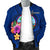 Guam Polynesian Men's Bomber Jacket - Floral With Seal Blue - Polynesian Pride